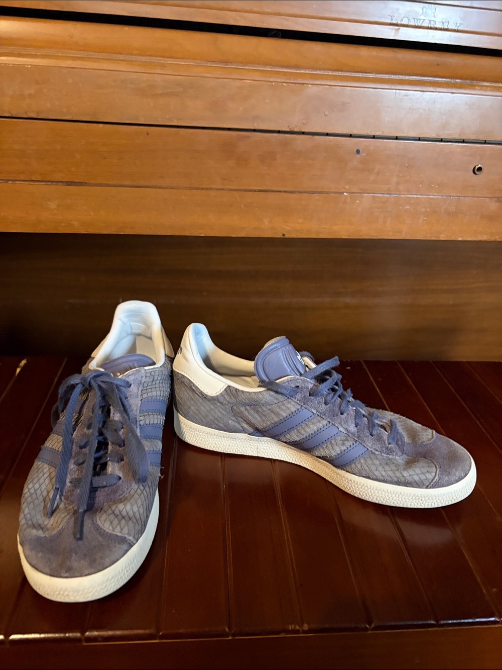 adidas Women's Blue Suede Low-Top Sneakers with White Heel Tab